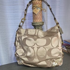 Large Coach Tan Signature Shoulder Bag